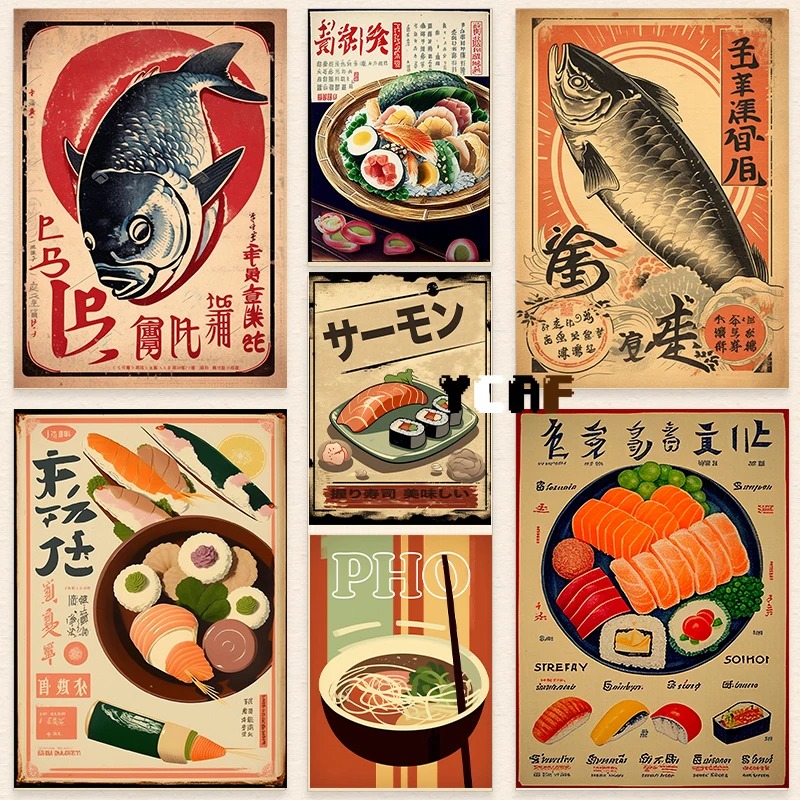Japanese Lifestyle Food - Affiche de nourriture japonaise vintage, impression