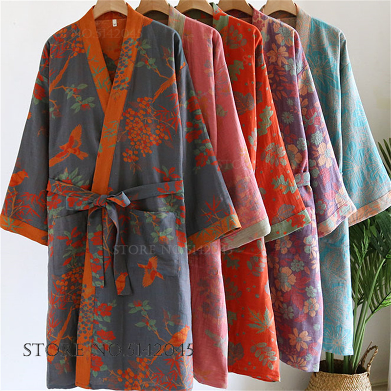 Kimono Yukata Cotton - Femme japonais rétro Kimono peignoir Robe