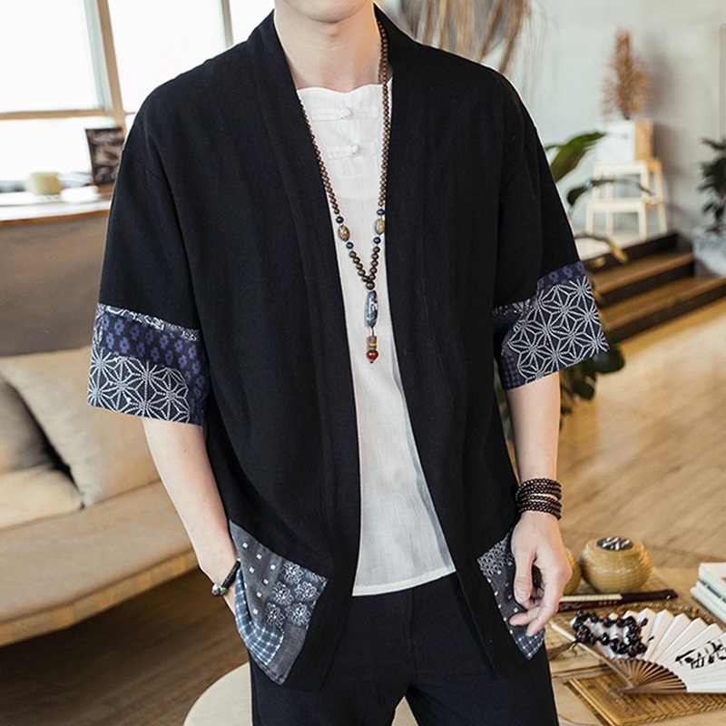 Kimono Yukata Cotton - Kimono japonais pour hommes, Cardigan Streetwear